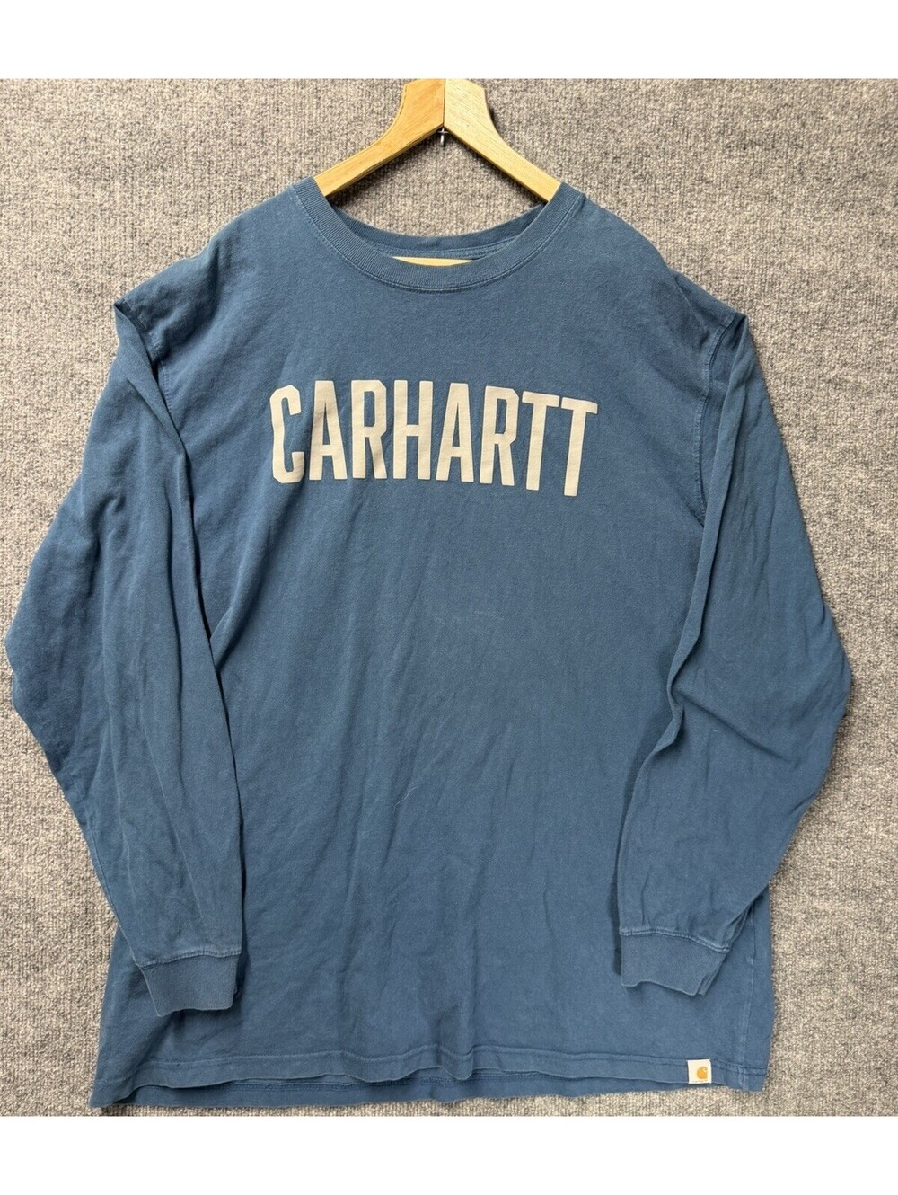 Carhartt Mens 2XL Blue Logo Long Sleeve Shirt Fall 2018 100% Cotton See Pics 👀